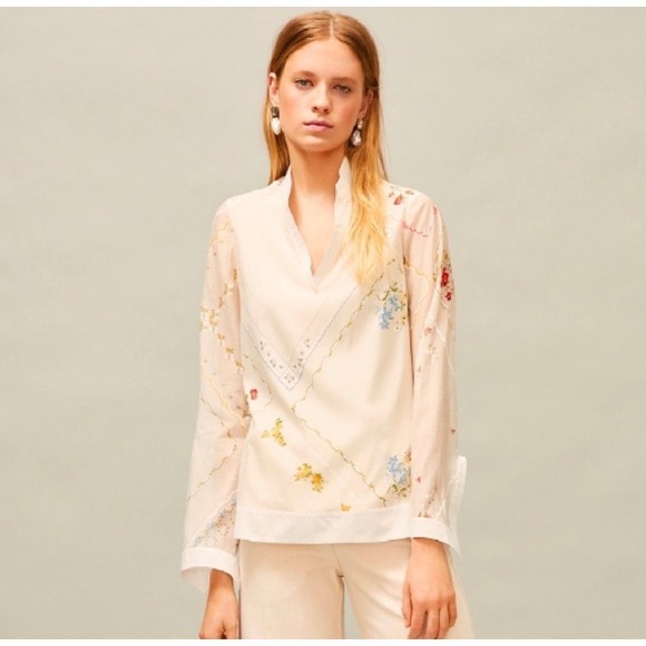 Tory Burch Handkerchief Silk Tunic Top in New Ivory Size 0 boho - Picture 6 of 14